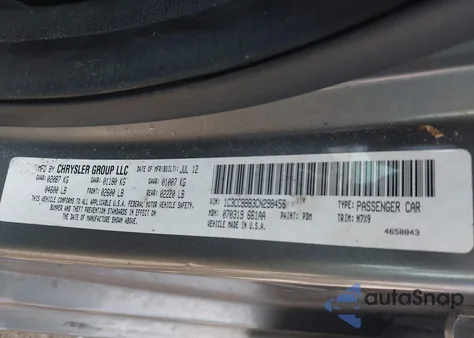 2012 Chrysler 200 Touring from USA, damaged, VIN 1C3CCBBB3CN298456